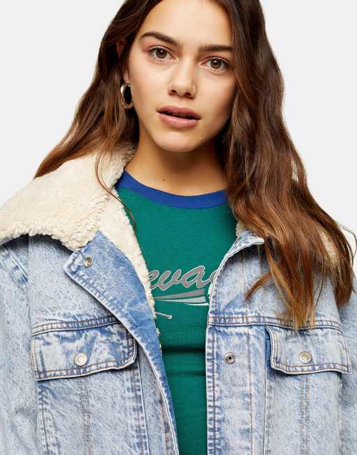 Topshop longline denim store jacket