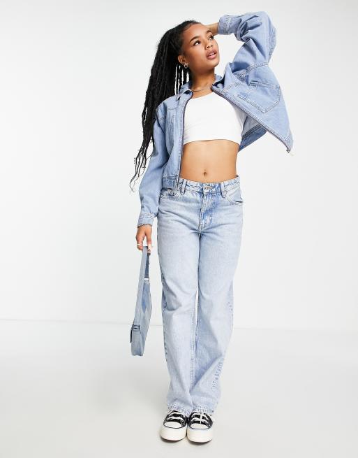 Cropped white shop denim jacket topshop