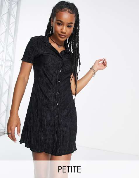 Topshop petite spot hot sale pleated shirt dress