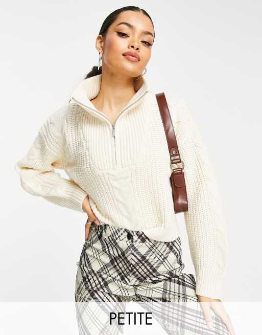 cable zip front knit