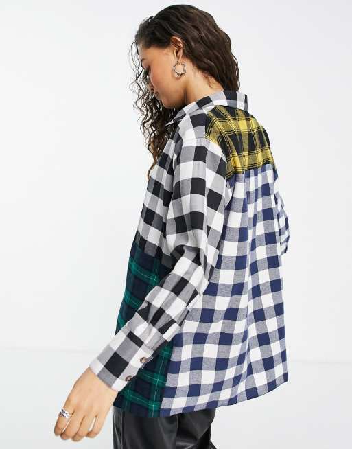 Topshop Petite - Camicia a quadri misti multicolore con toppe , 2 di 4