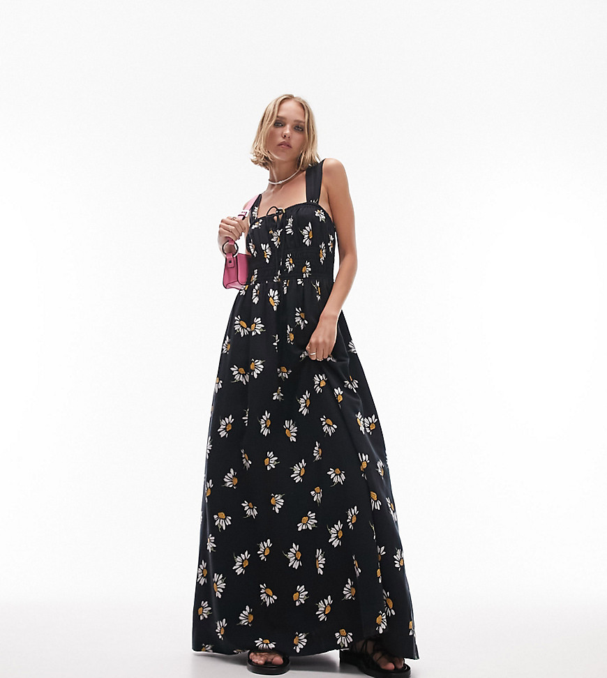 Topshop Petite Channeled Maxi Dress In Floral-multi