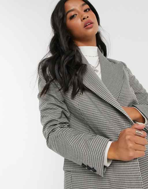 Topshop Petite Check Blazer Coat In Mono-Multi for Women