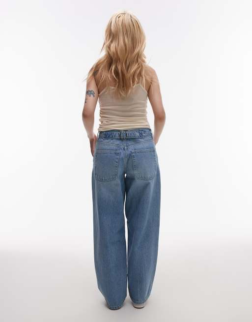 Topshop Petite Cinch low rise relaxed jean in bleach, 2 of 5