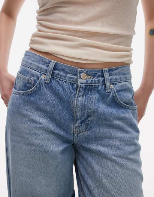 Topshop Petite Cinch low rise relaxed jean in bleach, 5 of 5