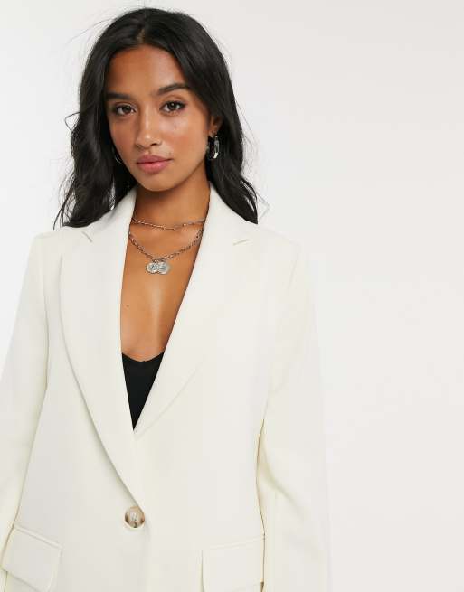 cream crepe blazer