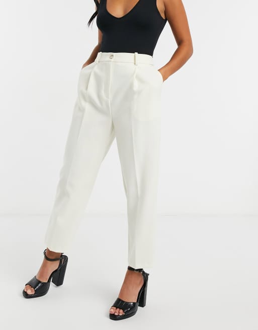 High Waisted Straight Trouser (Ivory)