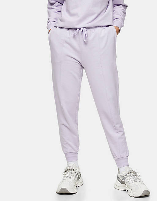 Topshop Petite co-ord joggers in lilac acid wash