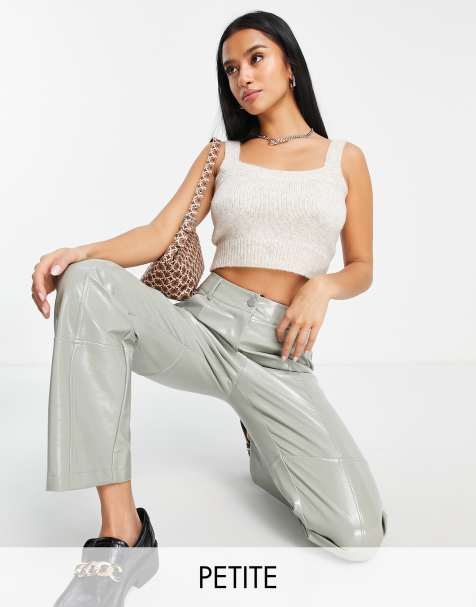 Topshop asymmetric cowl neck cami in khaki