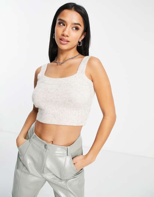Topshop Petite co-ord knitted cami in oat, 3 of 4