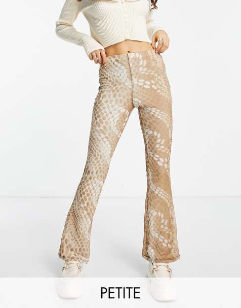 Topshop Petite co-ord mesh flared trouser in warped spot print - view 1