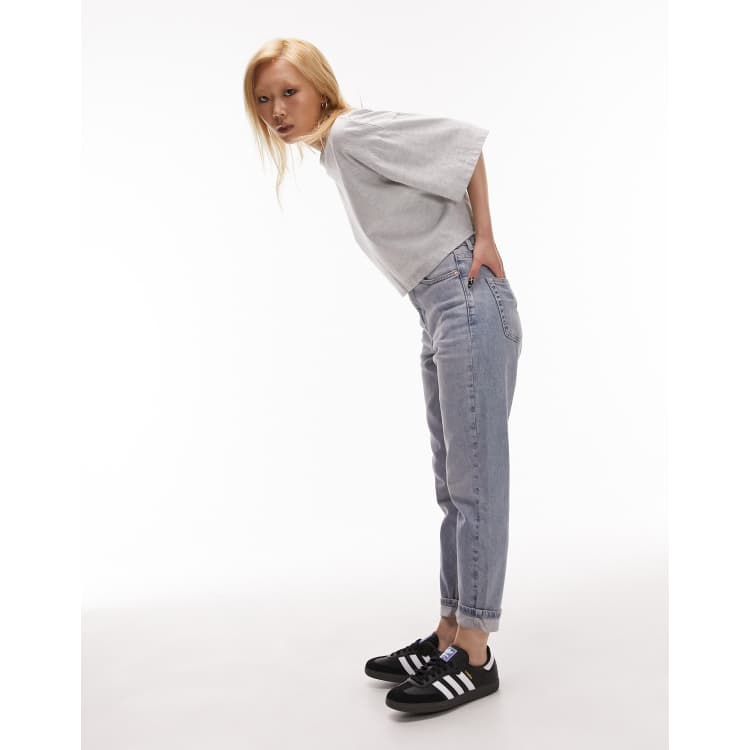 Topshop Petite comfort stretch Mom jeans in bleach | ASOS