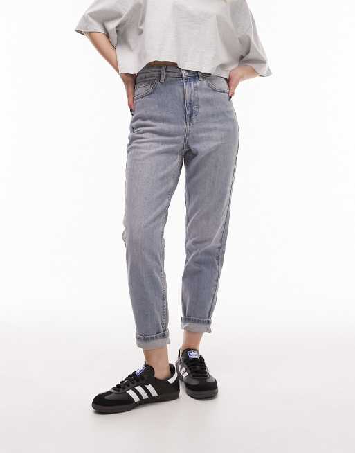 Topshop Petite comfort stretch mom jeans in bleach ASOS