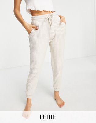 Topshop Petite cosy ribbed jogger in stone