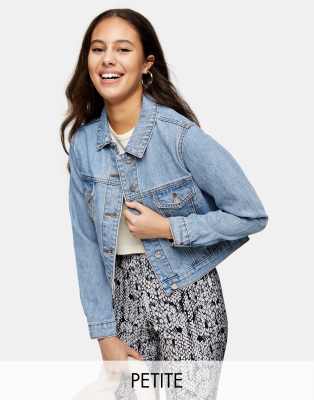 Petite cropped denim on sale jacket