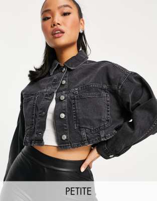 Topshop black denim hot sale jacket with fur