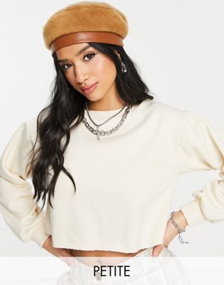 Topshop Petite cropped sweat in stone