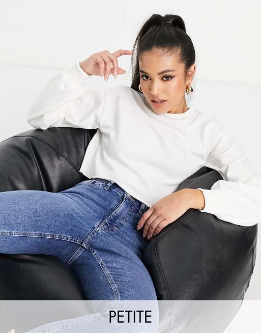 Topshop white cropped sweatshirt sale