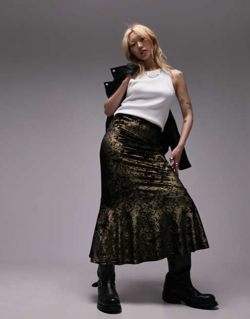 Velvet metallic outlet skirt