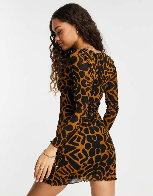 Leopard print clearance bodycon dress topshop