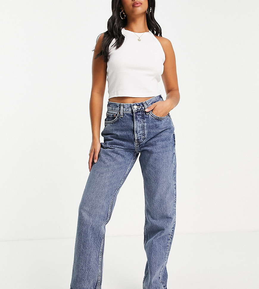 Topshop Petite Dad jeans in mid blue
