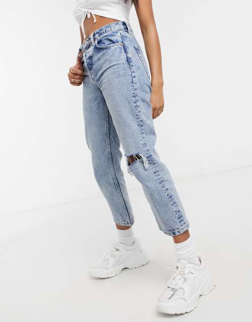 Topshop Petite Editor high rise straight jean in bleach, 4 of 4