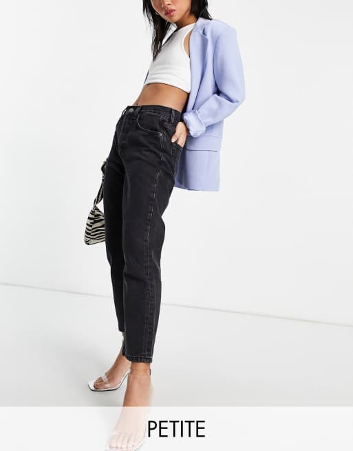 Topshop Petite - Editor - Jean effet usé - Noir