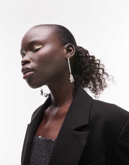 Topshop Petite - Elegante blazer met riem in zwart , 3 van 4