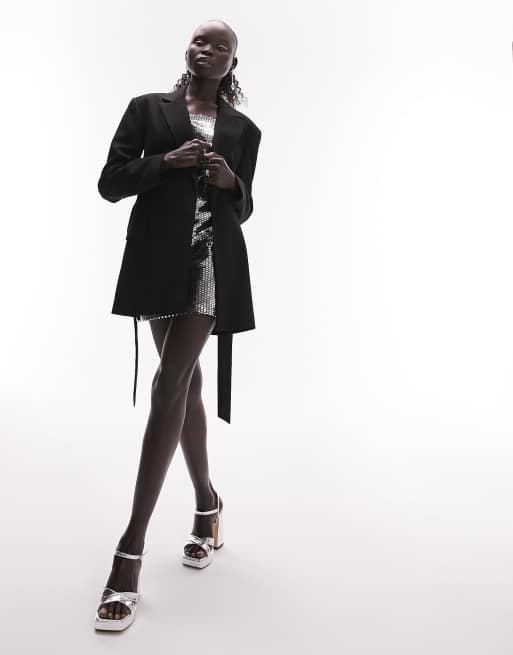 Topshop Petite - Elegante blazer met riem in zwart , 4 van 4