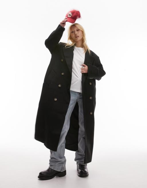 Topshop Petite – Eleganter Oversize-Mantel in Schwarz 