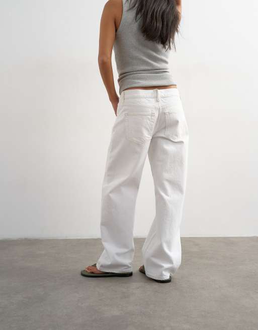 Topshop Petite - Ember - Hvide lavtaljede jeans med lige ben, 3 af 5