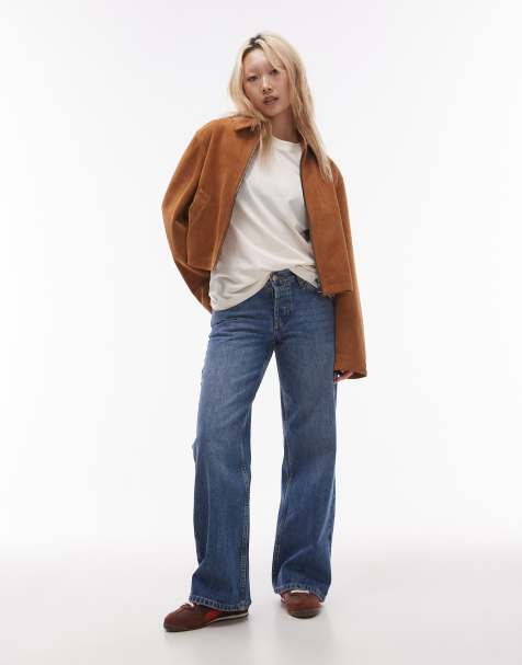 Topshop Petite - Ember - Jean large à taille basse - Bleu moyen - view 1