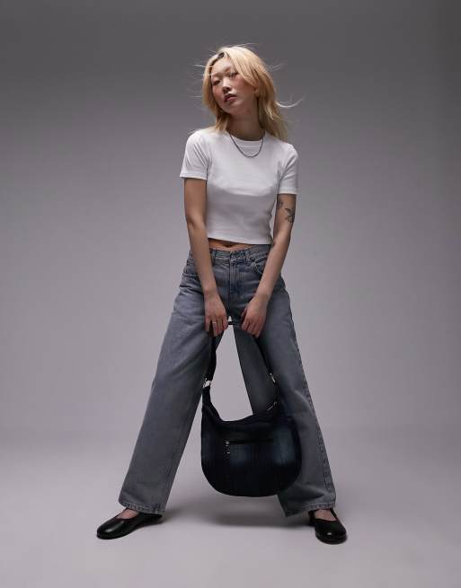 Topshop Petite - Everyday - Gekrompen T-shirt in wit , 2 van 4