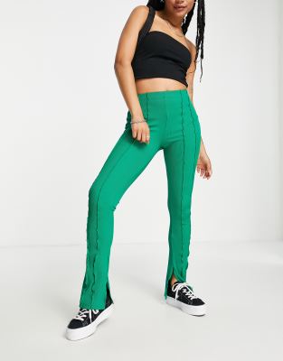 Topshop Petite exposed seam skinny flare in green