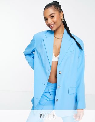 Topshop Petite fashion mensy blazer in turquoise - part of a set - ASOS Price Checker