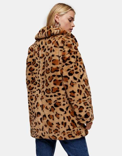 Forever 21 leopard outlet faux fur jacket