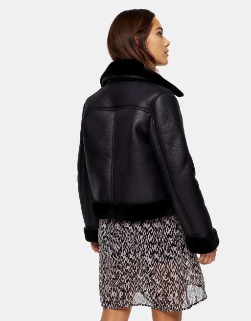 Topshop aviator jacket store black