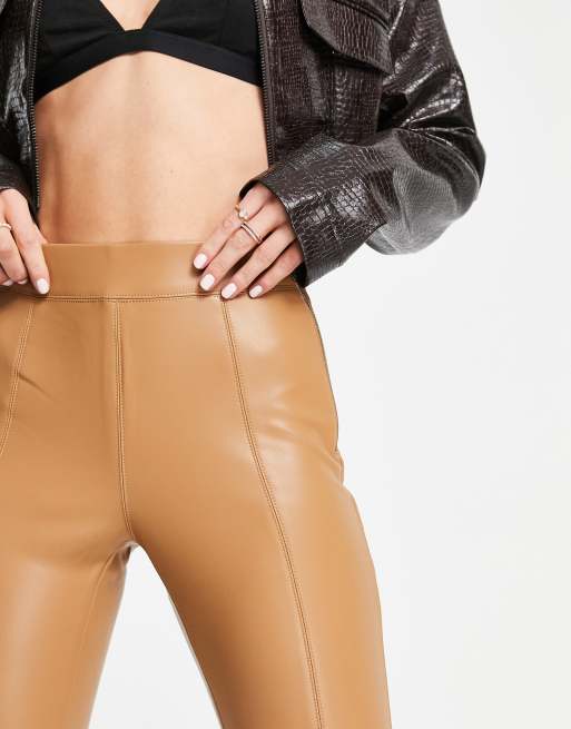 Camel Faux Leather Pants