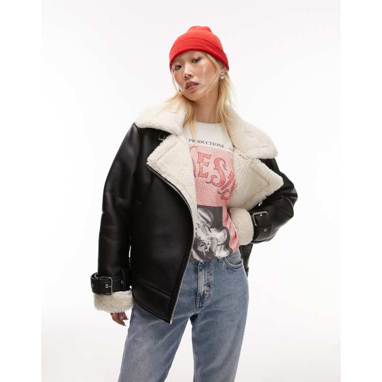 Aviator biker sale jacket womens