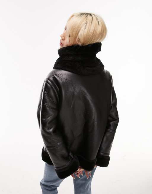 Topshop aviator cheap jacket black