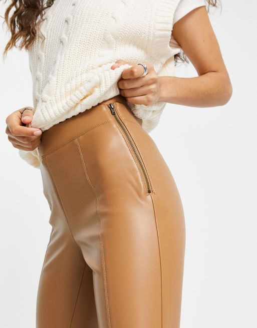 Topshop Petite faux leather trousers