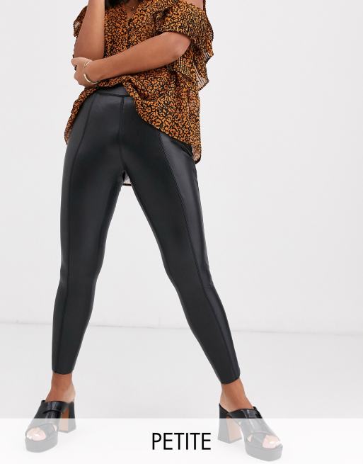 Topshop Petite faux leather leggings in black