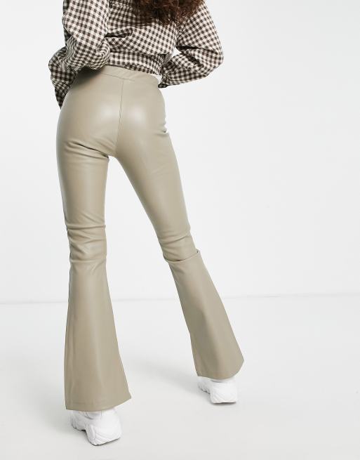 Flare Pants Cream Leather Trousers Topshop Topshop Petite Faux