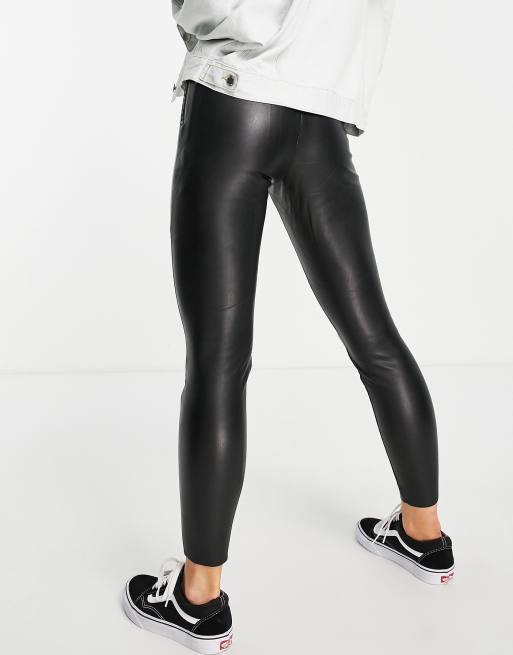 topshop boutique Real Leather Leggings Uk12 Skinny Trousers Rrp £399,  28”leg