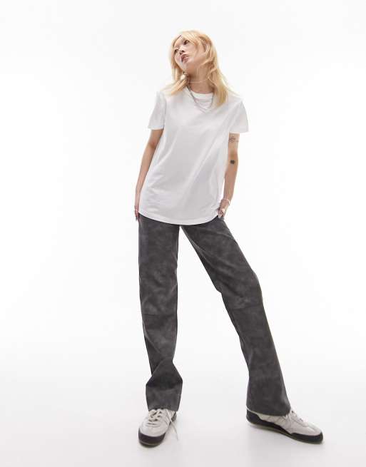 Petite White High Waist Straight Leg Pants