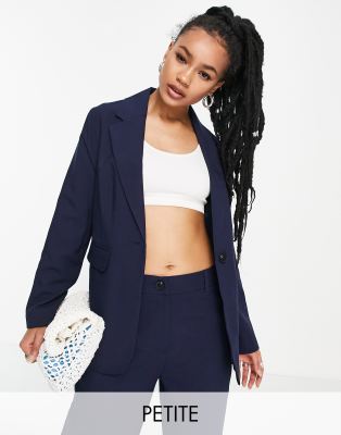 Topshop Petite - Figurbetonter Blazer in Marineblau