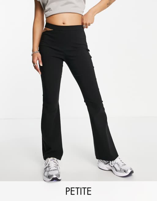 Topshop Petite - Flare van bengaline met uitsnijding in zwart