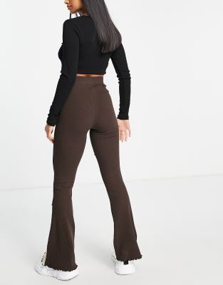 Topshop Petite - Flared broek met contrasterend patchwork in multi | ASOS