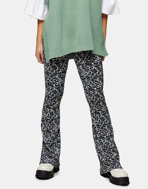 Topshop Petite flared trousers in monochrome print