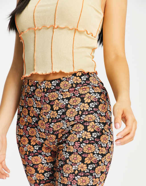 Topshop Petite floral printed jersey flare pants in multi, 2 of 4